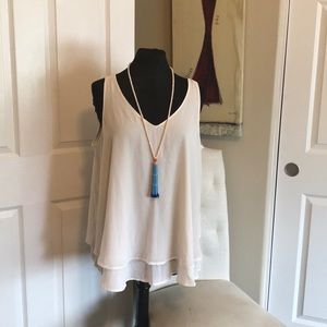 Lane Bryant Cream Vneck Blouse Size 18